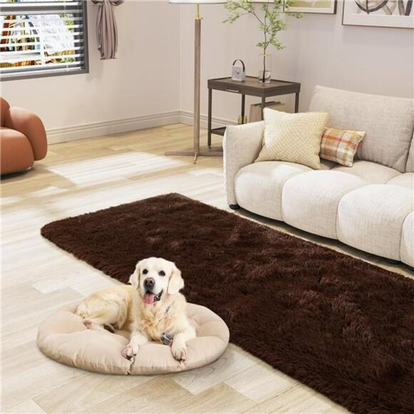 Brown Fluffy Area Rug 2x6 Ultra Soft Shag Carpet for Bedroom Living Room Kids - Picture 4 of 8